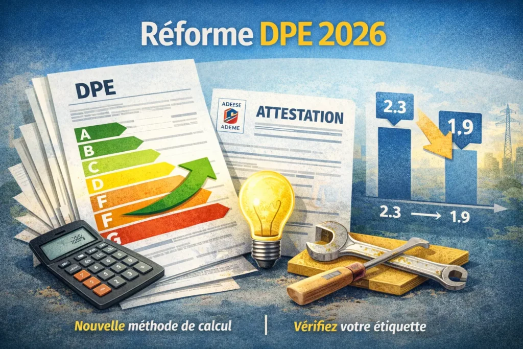 Attestation ADEME DPE 2026 et baisse du coefficient électricité de 2,3 à 1,9