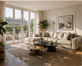 Salon lumineux illustrant une estimation avant vente immobilière