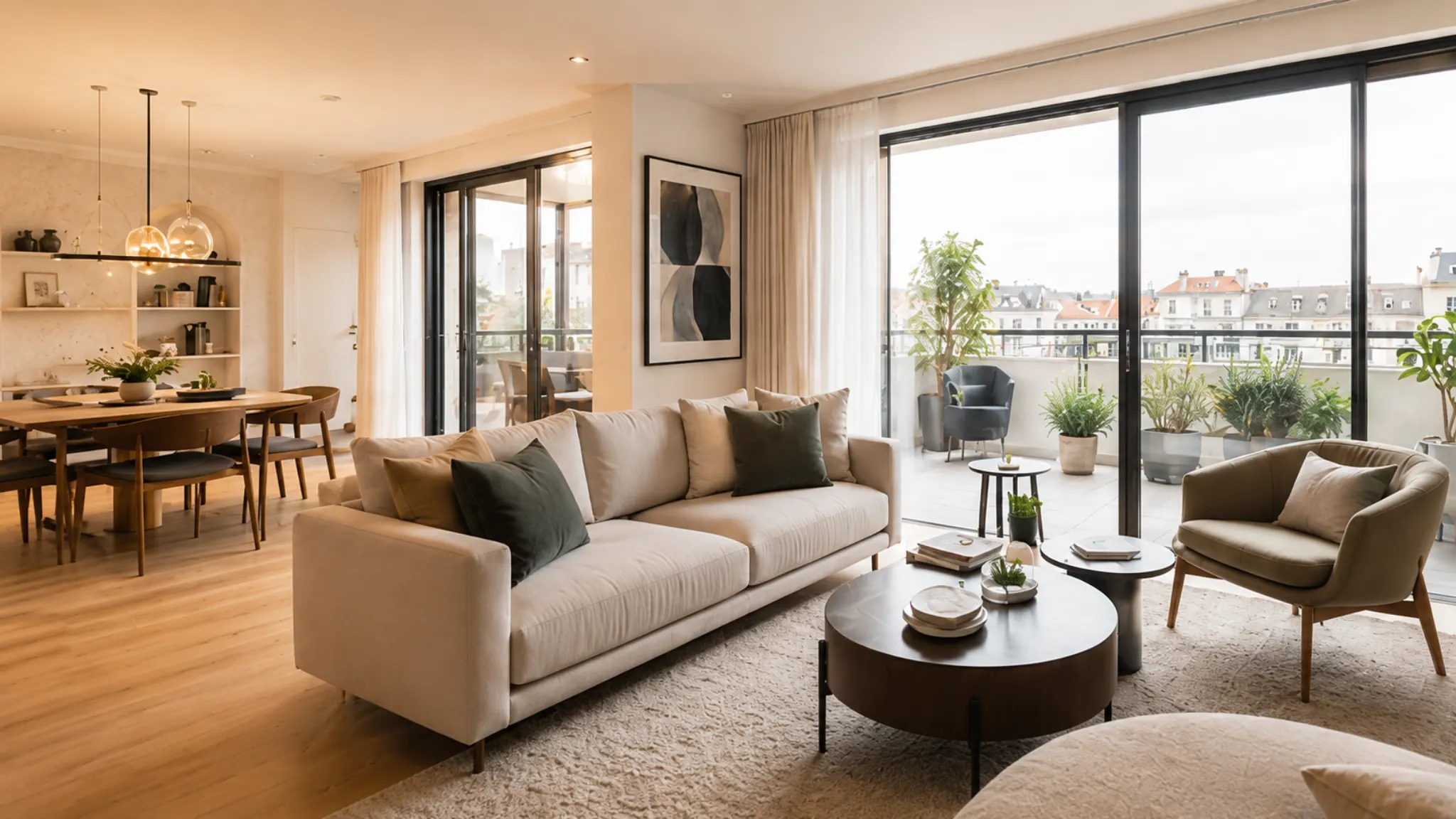 Intérieur contemporain élégant pour illustrer les partenaires de confiance de LUDAEL Immobilier