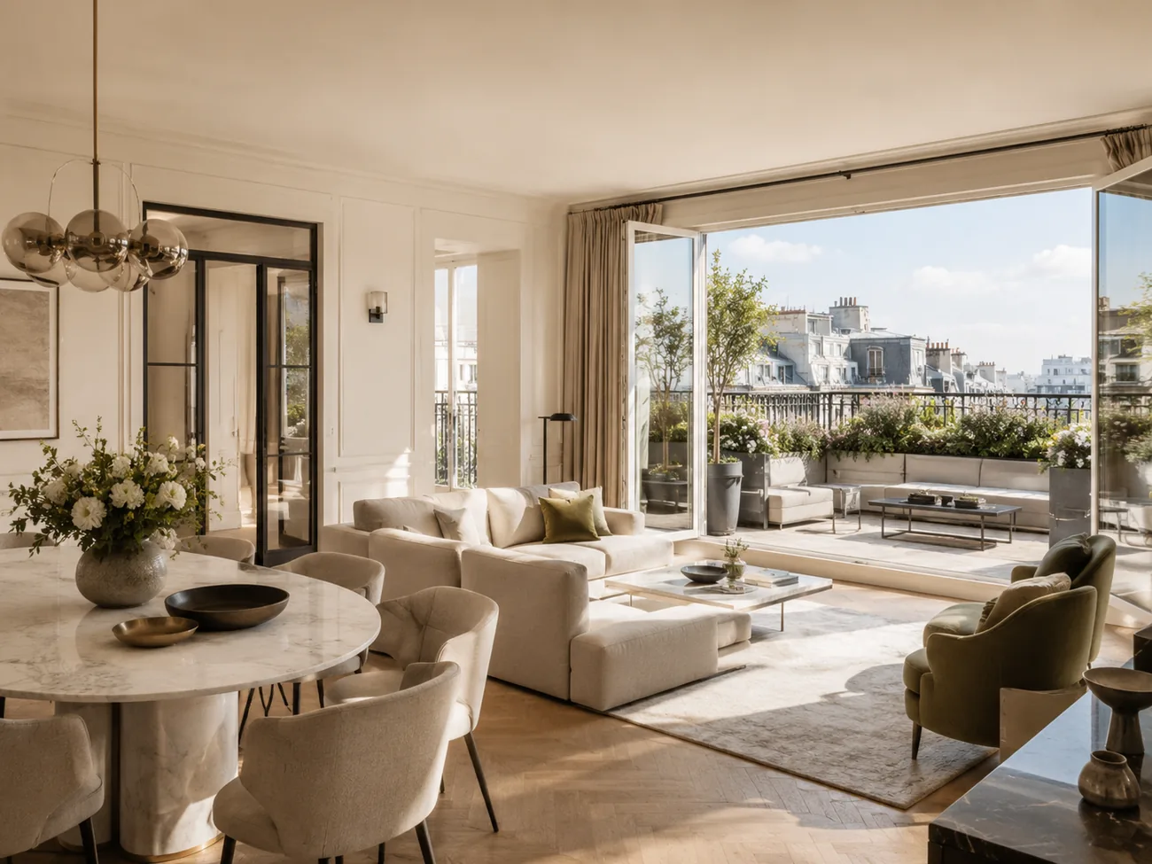 Appartement haut de gamme lumineux avec vaste terrasse et mobilier élégant