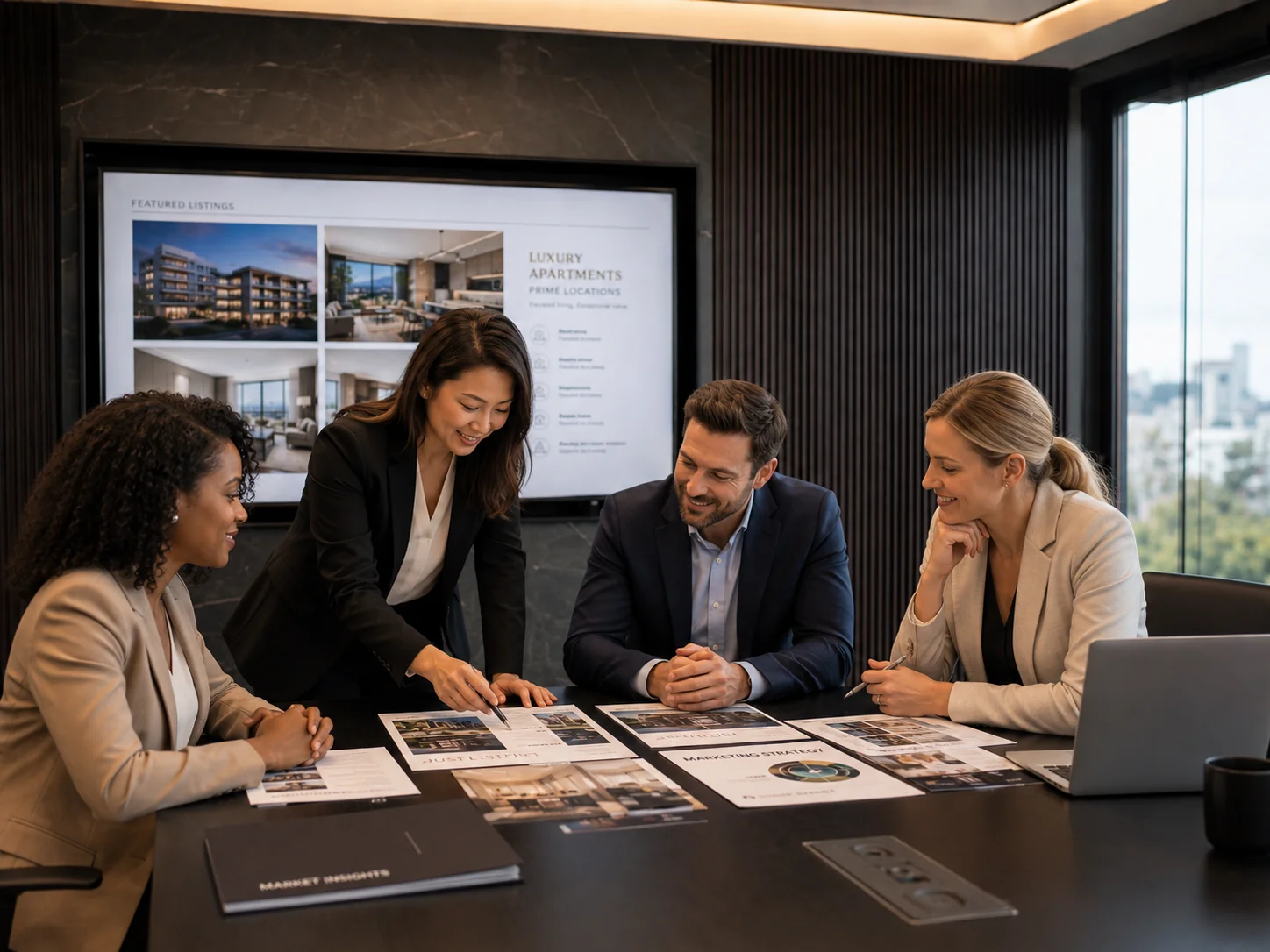 Réunion professionnelle pour relancer la stratégie de vente d’un bien immobilier