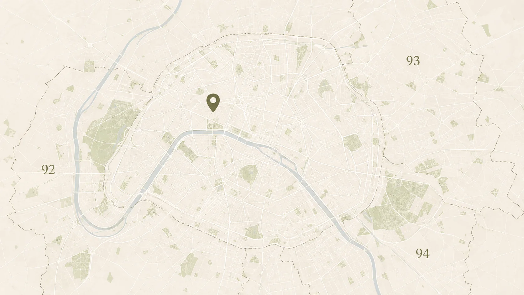 Carte de Paris et de la petite couronne avec le siège de LUDAEL Immobilier dans le 8e arrondissement